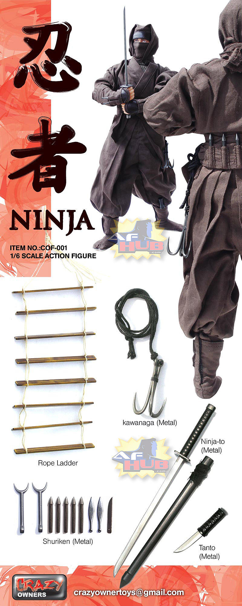 Crazy Owners 1/6 12 COF-023B Ninja Accessories Set – Lavits Figure